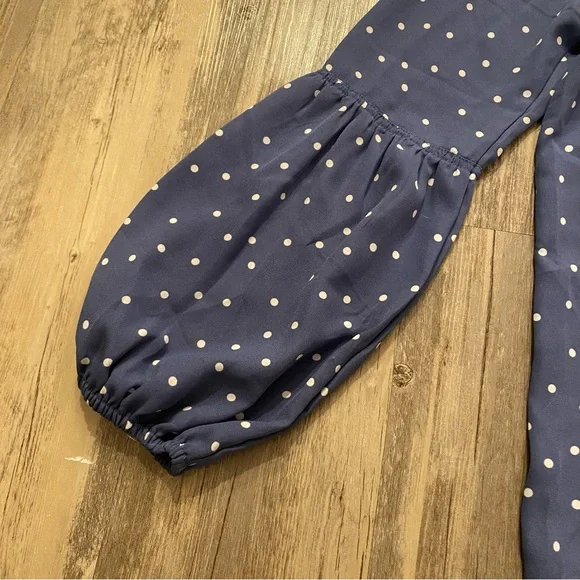Blue Polka Dot Liz Claiborne Long Sleeve Top - Picture 3 of 6